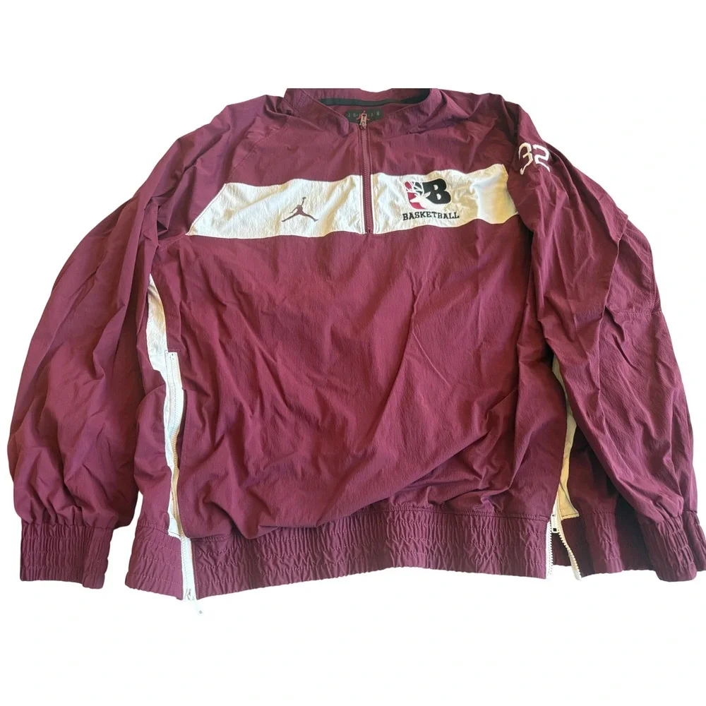 Air Jordan Mens Windbreaker Jacket 2XL Maroon 1/4 Zip Sports Athleisure Training